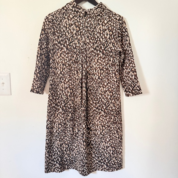 J.McLaughlin Shelia Leopard Print Mock Neck Stretch Sheath Dress XS - Picture 5 of 8